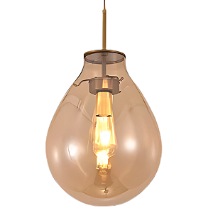 Pendente 30×40cm E27 Metal Bronze Vidro Conhaque - DCD04008D