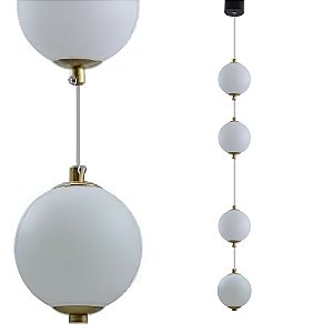 Pendente Bijou 4 Esferas Cortina Vidro Opalino 3000k Preto