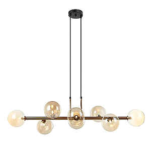 Hl004G Pendente Abaporu Bronze Globos Champagne 8xG9 110cm