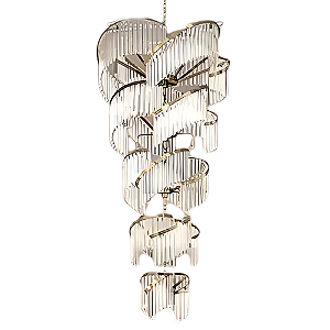 Pendente 80×200cm 40xE14 Metal Dourado Cristal DCD06516D