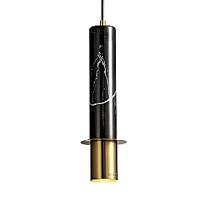 Pendente Nordic I 10x30cm G9 Halopin Dourado Preto BC008B