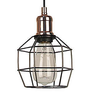 Pendente Cage 15x20cm E27 Bulbo Cobre Preto JY009