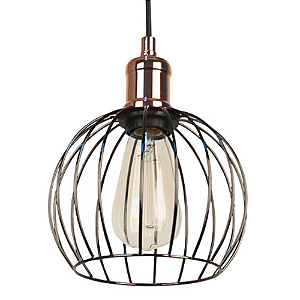Pendente Cage 18x22cm E27 Bulbo  Cobre Preto JY010