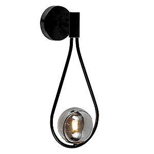 Arandela Parede Pingo 20x47,4cm G9 Halopin Preto Fume TR002B