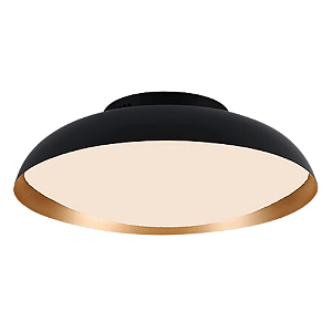 Plafon Led Bowl 55x11cm 36W 2520Lm 3000K Preto Dourado BOW1PS01PT055