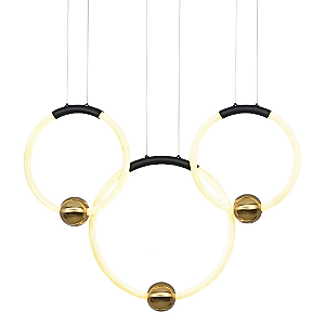 Pendente Led Mondo 8x74x46cm  41W 2880Lm 3000K Preto Dourado KA003