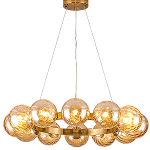 Pendente Blomma 65x12cm 12xG9 Halopin Ambar Dourado BLO1PD01AB065
