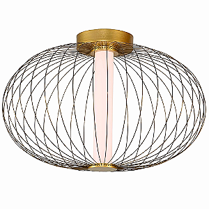 Plafon Led Lanterna 12W 3000K 600Lm 40x25Cm Dourado IP20 HC011