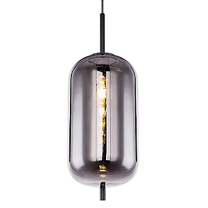 Pendente Três E27 22x59,5Cm Preto Vidro Fume IP20 HC014