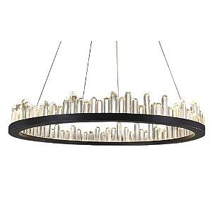 Pendente Led Roca 36W 3000K 2160Lm Preto Transparente BC003B