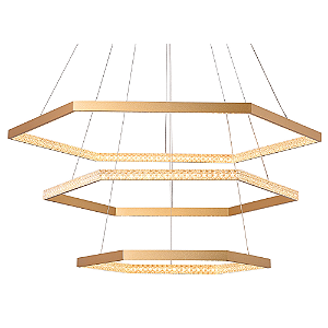 Pendente Led Hex 3000K 5550Lm 100cmx3,5cm Dourado Transparente GD017
