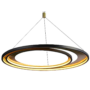 Pendente Led Loop 76W 3000K 2280Lm 82cmx2,2cm Preto Dourado HM010BG