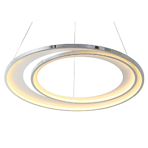 Pendente Led Loop 76W 3000K 3000Lm 82cmx2,2cm Cromado Branco HM010CR