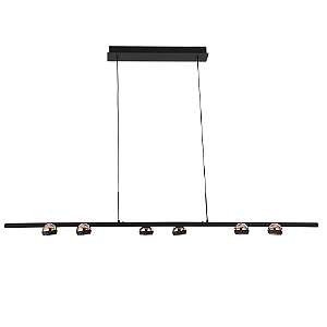 Pendente Led Oto 5W 3000K 3100Lm 10cmx140cmx6cm Preto Rose Gold KW006