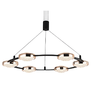 Pendente Led Beep 3000K 2300Lm 66cmx6cm Preto Dourado KW010B
