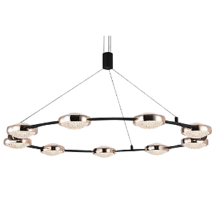 Pendente Led Beep 3000K 4200Lm 90cmx6cm Preto Dourado KW010LB