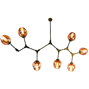 Pendente Orbe 40cmx100cmx95cm 7xE27 Bulbo Max 40W Dourado Champanhe KY001MG
