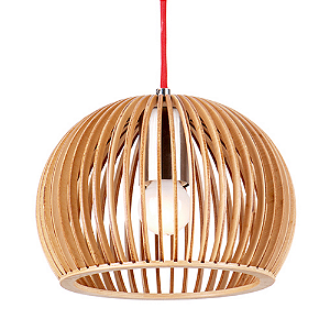 Pendente Wood 22cmx15cm 1xE27 Bulbo Max 40W Cromado Marrom LB001