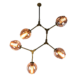 Pendente Orbe 40cmx80cmx95cm 5xE27 Bulbo Max 40W Dourado Champanhe KY001SG