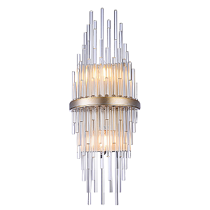 Arandela Sansa 12cmx55cm 2xE14 Vela Max 40W Dourado Transparente MR008