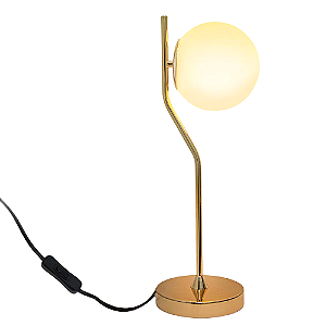 Abajur Viva 17cmx49cm 1xE27 Bolinha Max 5W Dourado Branco SQ007