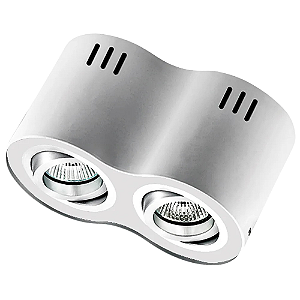 Spot Sobrepor Kube Duplo MR16 gu10 18X9,5X11cm Prata NS552A