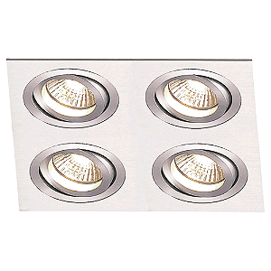 Spot Embutir Ecco Quadruplo MR11 Gu10 15X15X2,5cm Prata NS5104A