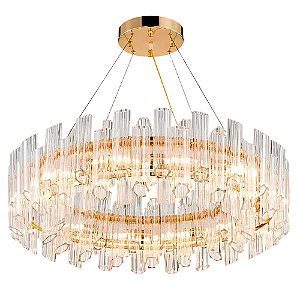 Pendente Floro 8XE14 Vela Max 40W 60cmX25cm Transparente Dourado IP20 FLO1PD01TR060