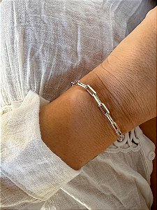 Pulseira Feminina Elos Fina Ródio