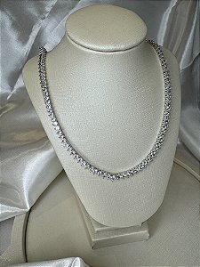Colar RIVIERA CLASSIC CRISTAL RÓDIO BRANCO- TRÊS PONTAS