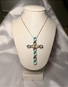 COLAR Crucifixo Ródio Branco