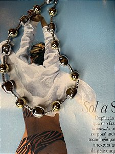 Colar Bolas mix de banhos Ouro 18k