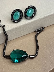 Conjunto brincos e pulseira Emerald