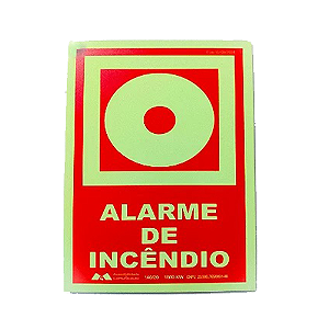 Kit 10 Placas de Sinalização "Alarme de Incêndio" PVC 20x15cm (ABNT 16820)