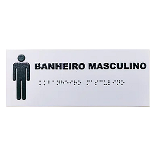 Placa PVC Braille "Masculino" 20x8cm - Sinalização Acessível