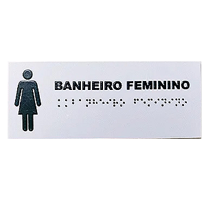 Placa PVC Braille "Feminino" 20x8cm - Sinalização Acessível