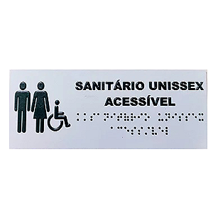 Placa PVC Braille "Unissex PCD" 20x8cm - Sinalização Acessível Inclusiva