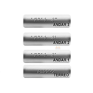 Kit 8 Placas para Corrimão com Braille em Alumínio 10x3cm - Sinalização Acessível Premium
