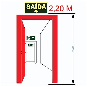 Placa Sinalização Fotoluminescente Saída Abaixo PS 1mm