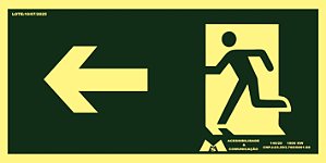 Placa Sinalização Fotoluminescente Siga pela Esquerda PS 1mm