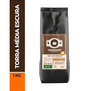 Grãos - Grandeur Café Superior 100% arábica - 1kg - Torra Média Escura.