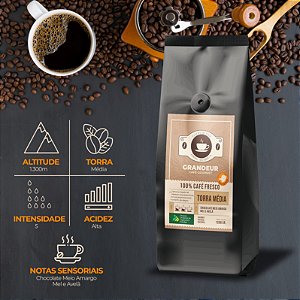 Moído - Grandeur Café Gourmet 100% arábica - 1kg - Torra Média.