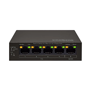 Switch 5 Portas Fast Ethernet com 4 Portas PoE Intelbras SF 500 PoE (Compacto)