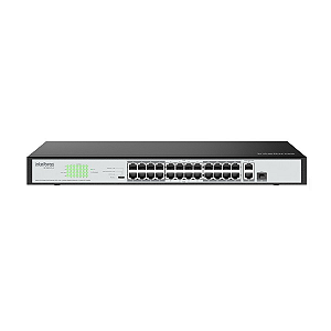 Switch 24 Portas Fast Ethernet com PoE Intelbras SF 2421 PoE (2 Portas Gigabit + SFP)
