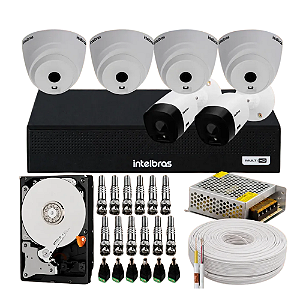 Kit CFTV Intelbras Misto com 2 Câmeras Bullet e 4 Dome HD + DVR