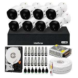 Kit CFTV Intelbras Completo com 8 Câmeras Bullet HD + DVR 8 Canais