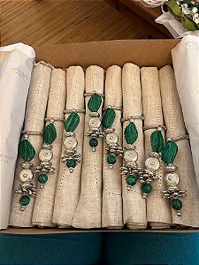 Kit Guardanapo de linho com porta guardanapo - 4 unidades