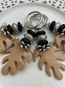 Porta Guardanapo ORNATA BEGE E PRETO - valor unitário