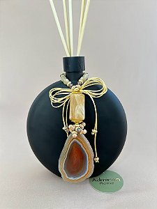 Vidro para aromatizador OVALE BLACK com ágata natural tons terra - valor unitário