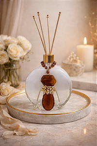 Vidro para aromatizador OVALE WHITE com ágata natural - valor unitário